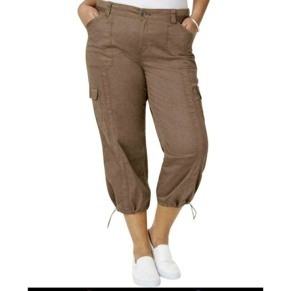 ladies brown capri pants